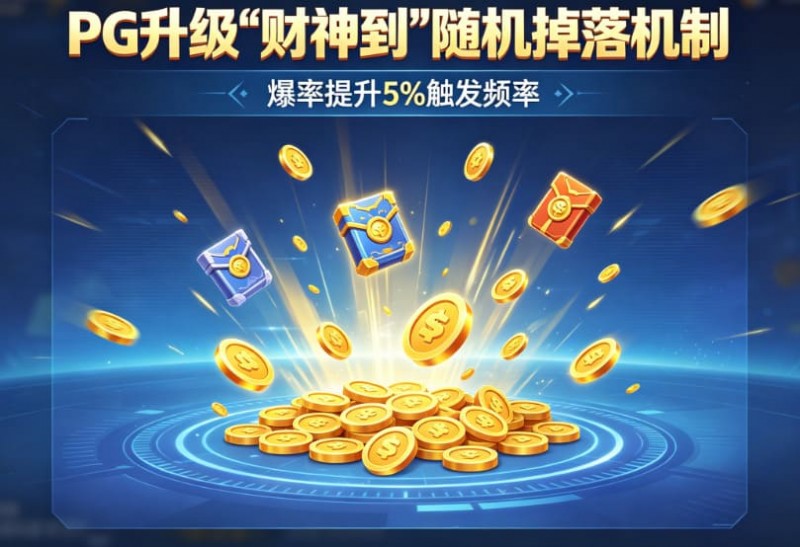 PG升级“财神到”随机掉落机制，爆率提升5%触发频率。
